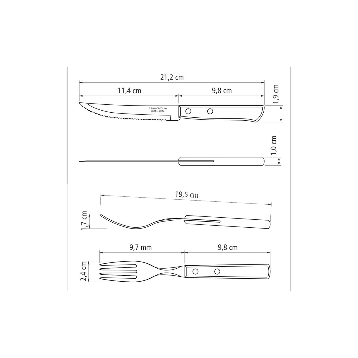 POLYWOOD FLATWARE SET BROWN, 12PCS.