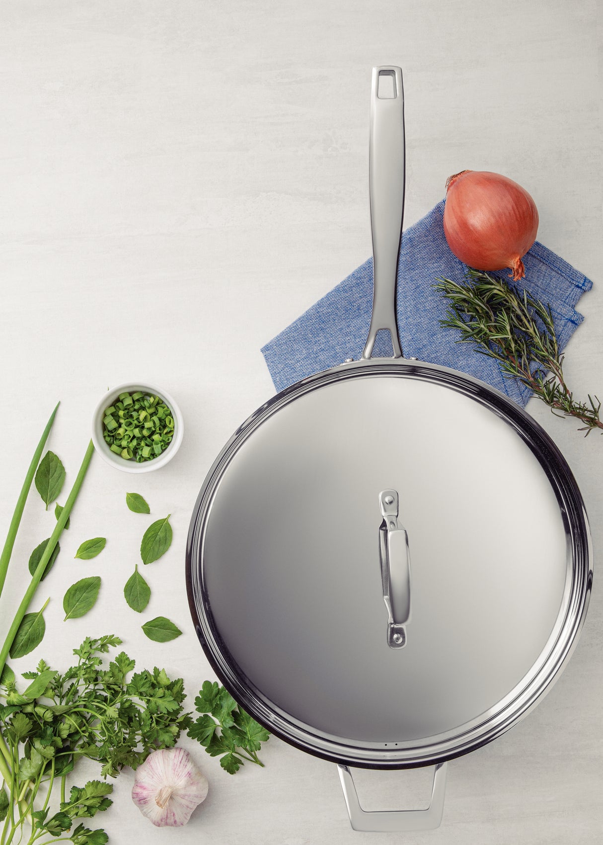 Tramontina Grano 30 cm 5.6 L stainless steel frying pan with tri-ply body, lid and long handle