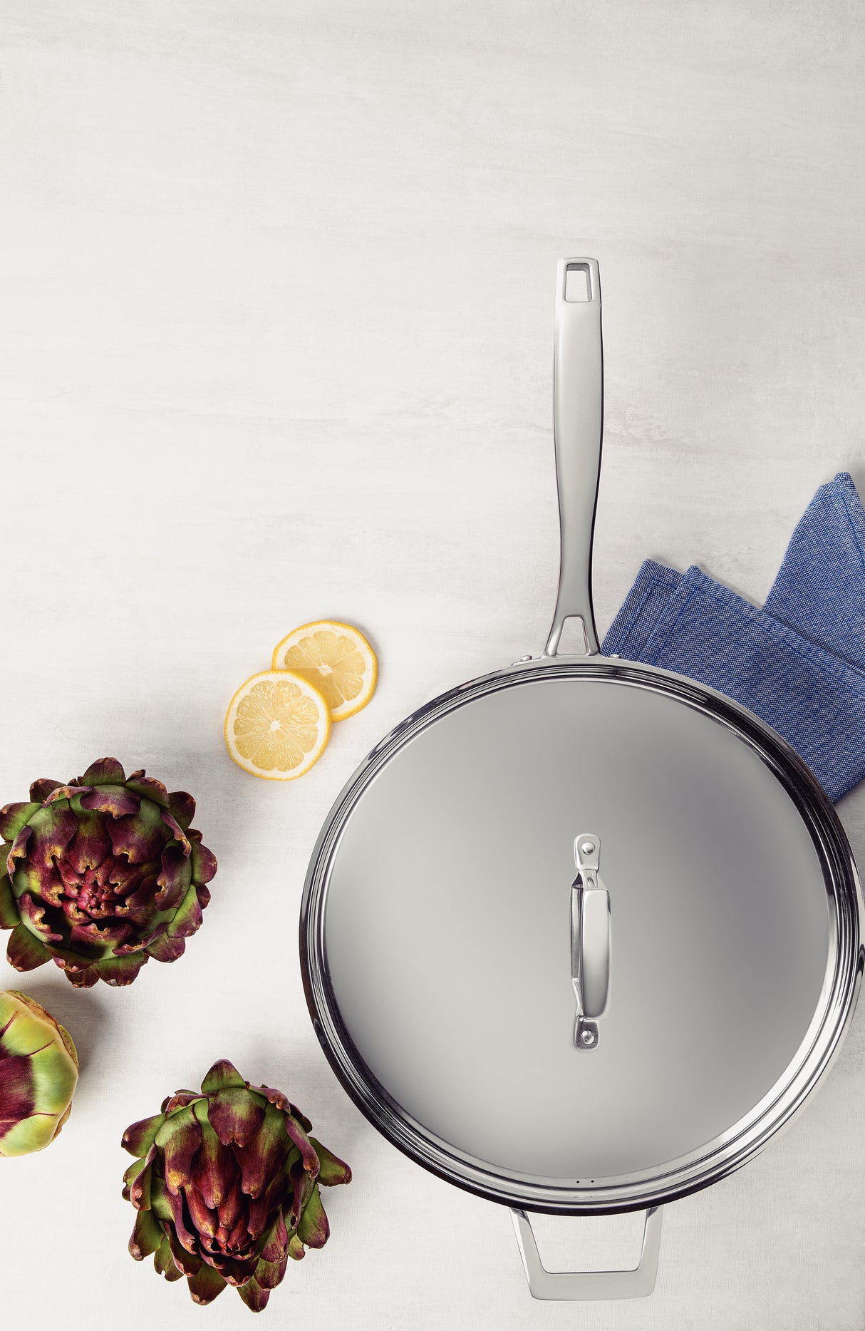 Tramontina Grano 30 cm 5.6 L stainless steel frying pan with tri-ply body, lid and long handle