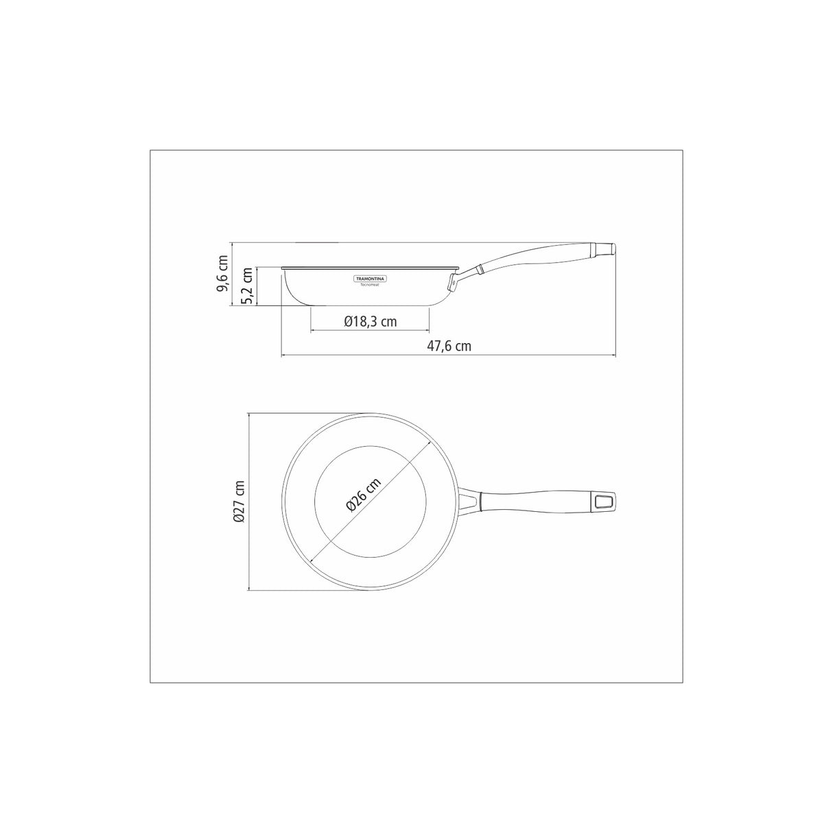 GRANO, 30 cm stainless steel frying pan with tri-ply body and long handle