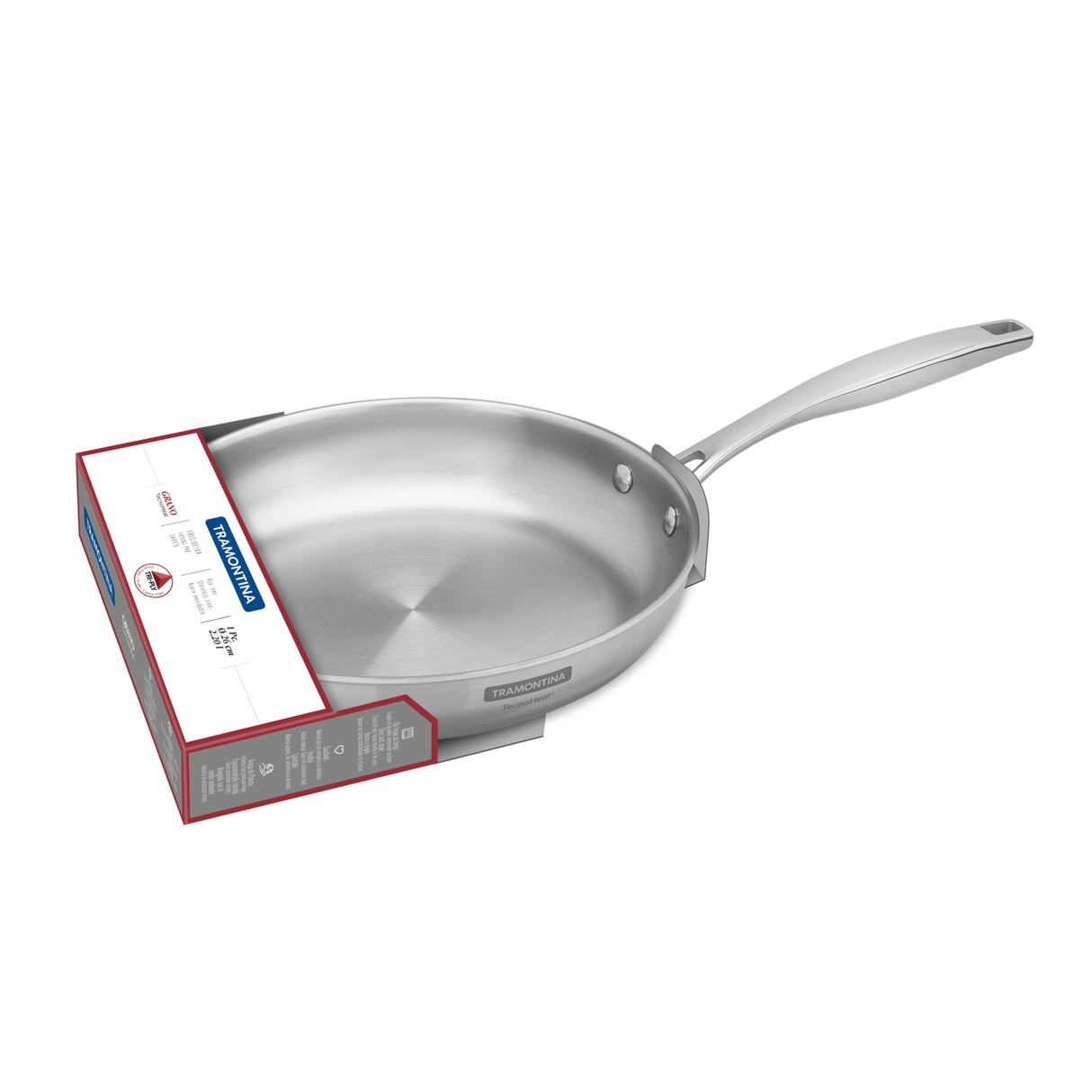 GRANO, 30 cm stainless steel frying pan with tri-ply body and long handle