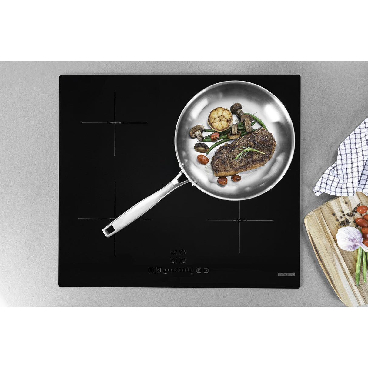 GRANO, 30 cm stainless steel frying pan with tri-ply body and long handle