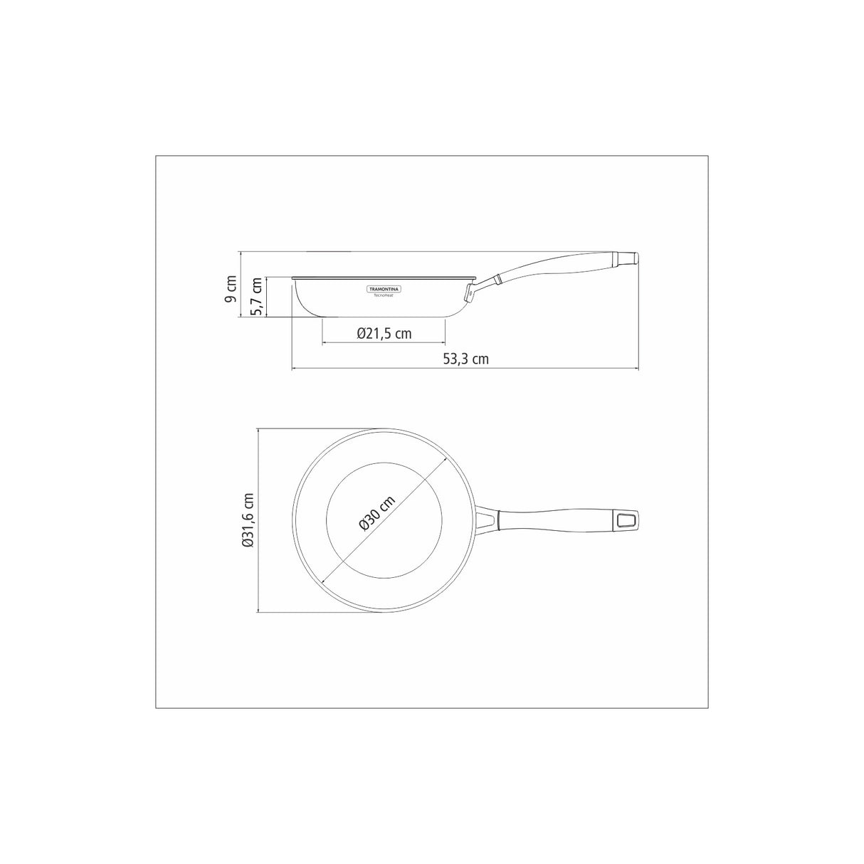 GRANO, 26 cm skersmens nerūdijančio plieno keptuvė su trijų sluoksnių korpusu ir ilga rankena