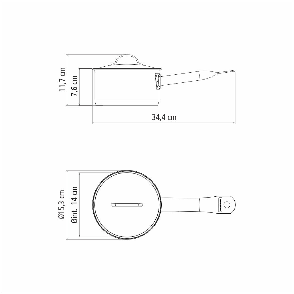 Profesionalus, 14 cm 1,1 l nerūdijančio plieno puodas