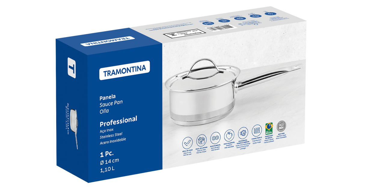 Profesionalus, 14 cm 1,1 l nerūdijančio plieno puodas