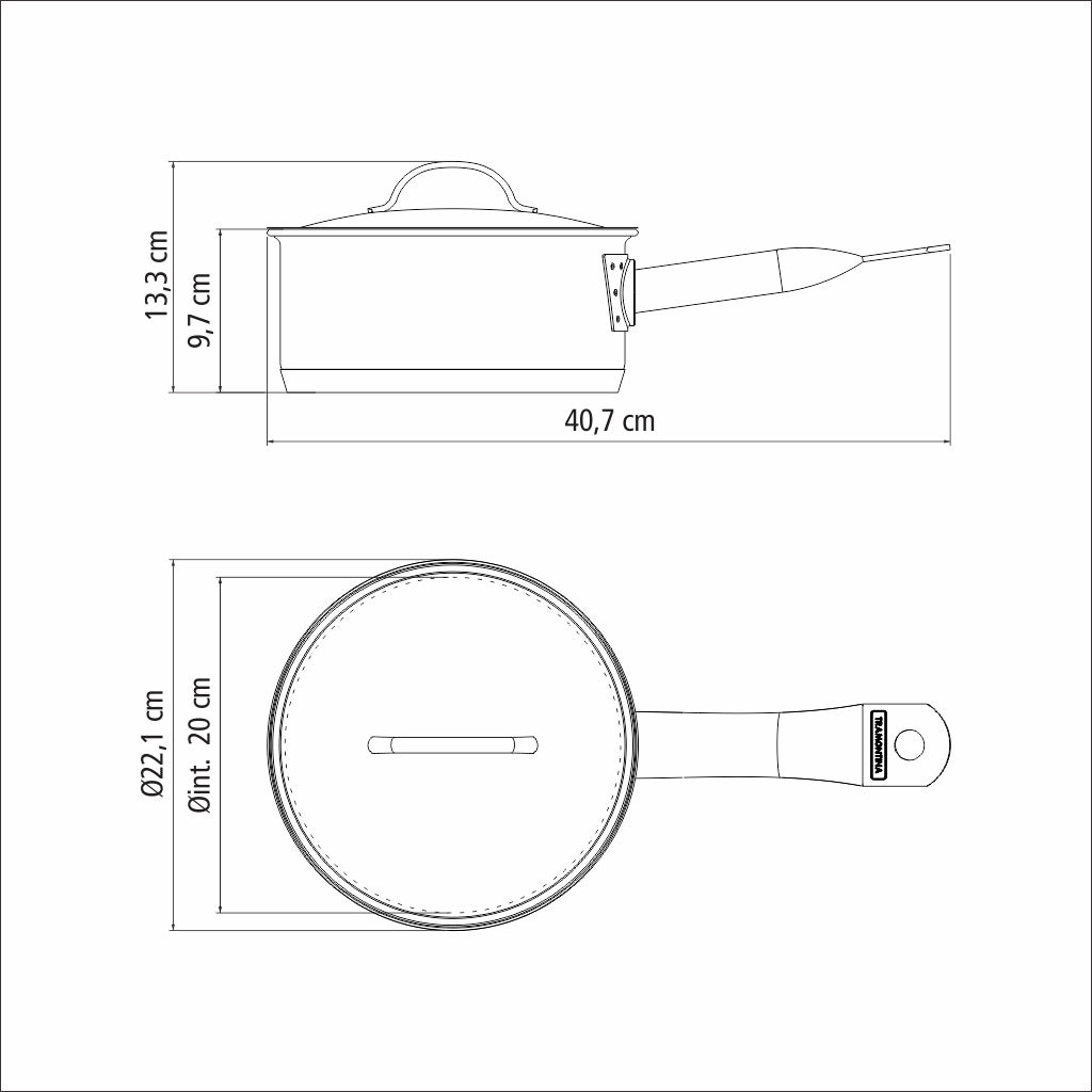 Professional, 20 cm 2,9 l nerūsējošā tērauda mērces katls