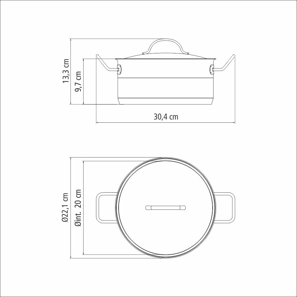 Profesionalus, 20 cm 2,9 l nerūdijančio plieno puodas