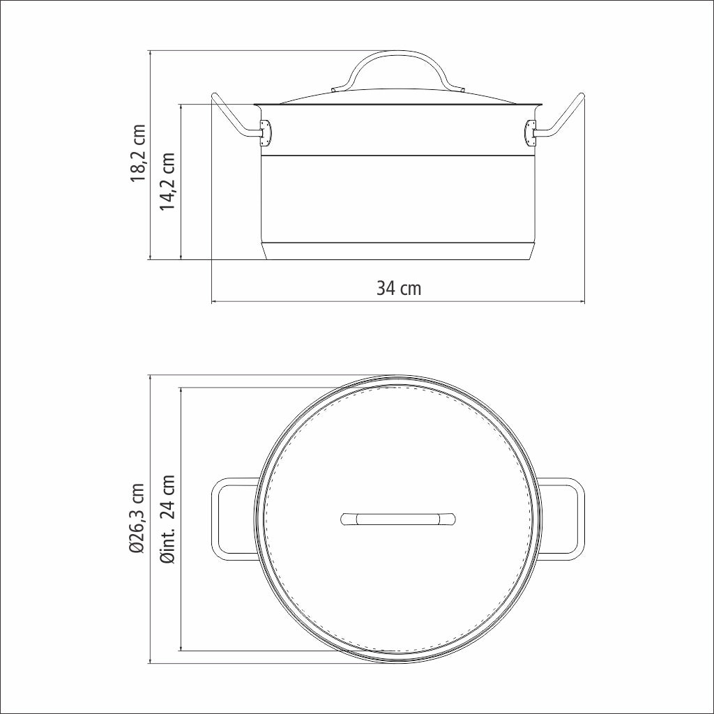 Professional, 24 cm 6,1 L nerūsējošā tērauda dziļais katls