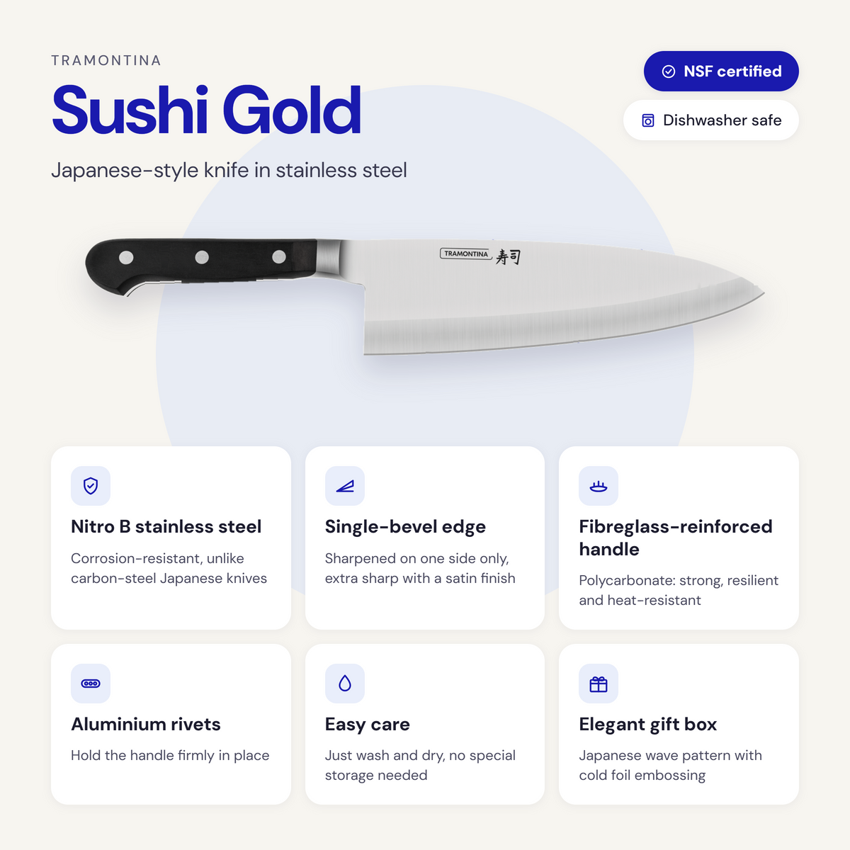 SUSHI YANAGIBA 9'' knife, black