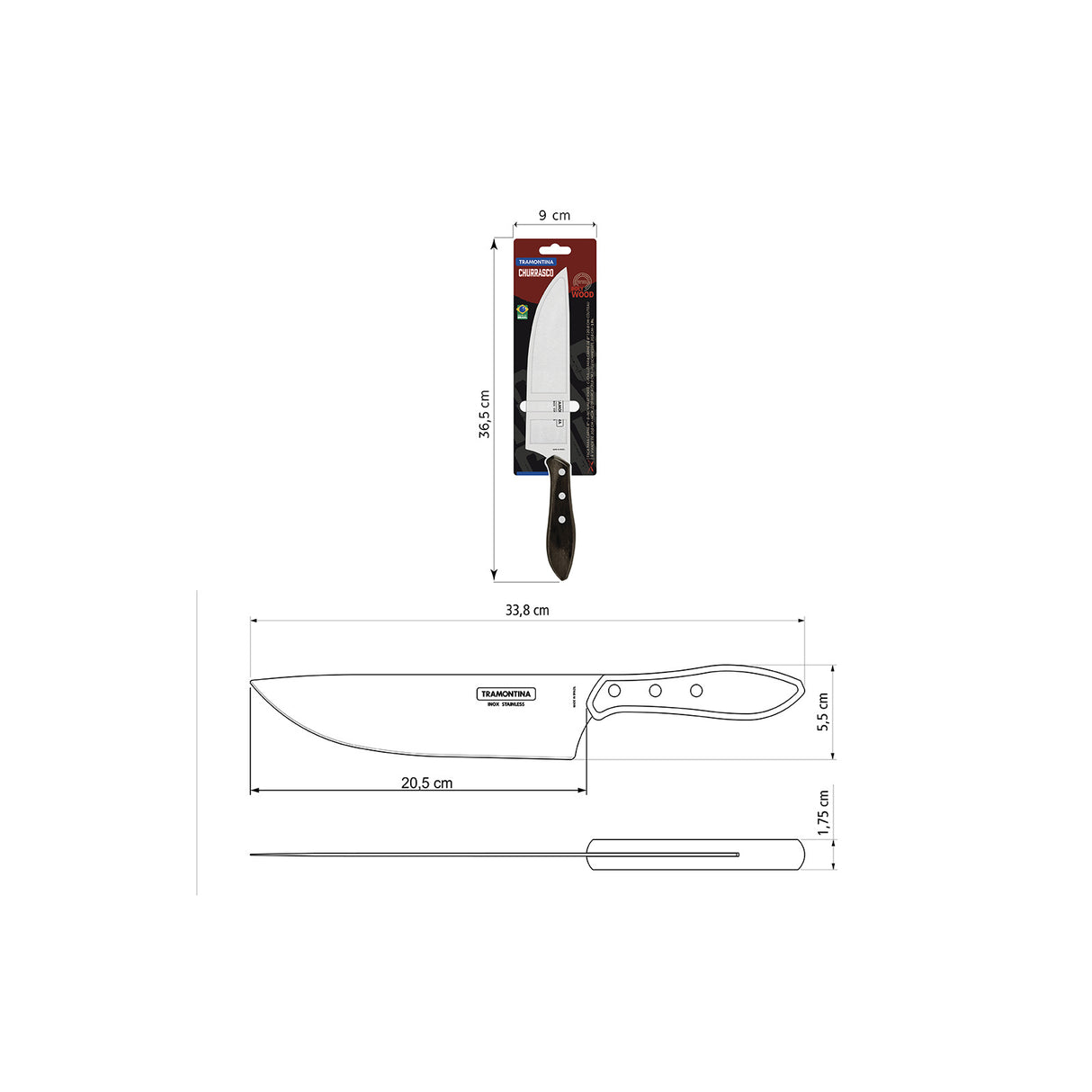 8'' KITCHEN KNIFE POLYWOOD