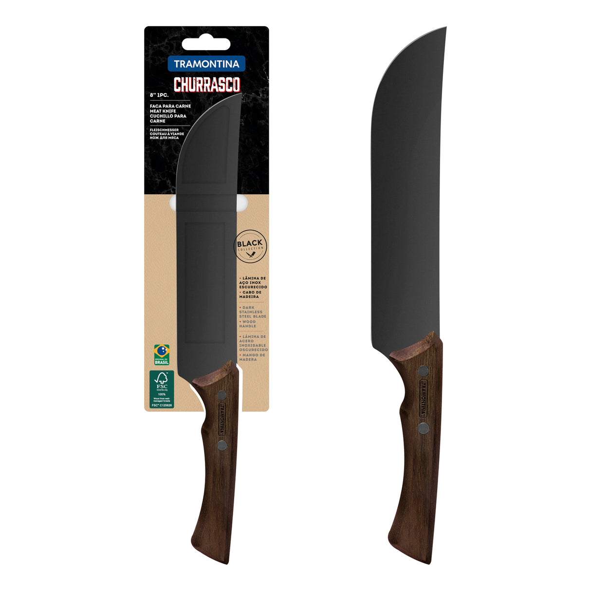 8'' MEAT KNIFE CHURRASCO, BLACK