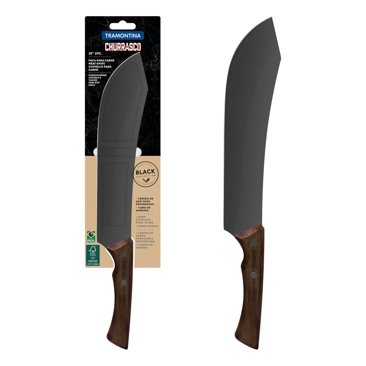 10''  MEAT KNIFE CHURRASCO, BLACK