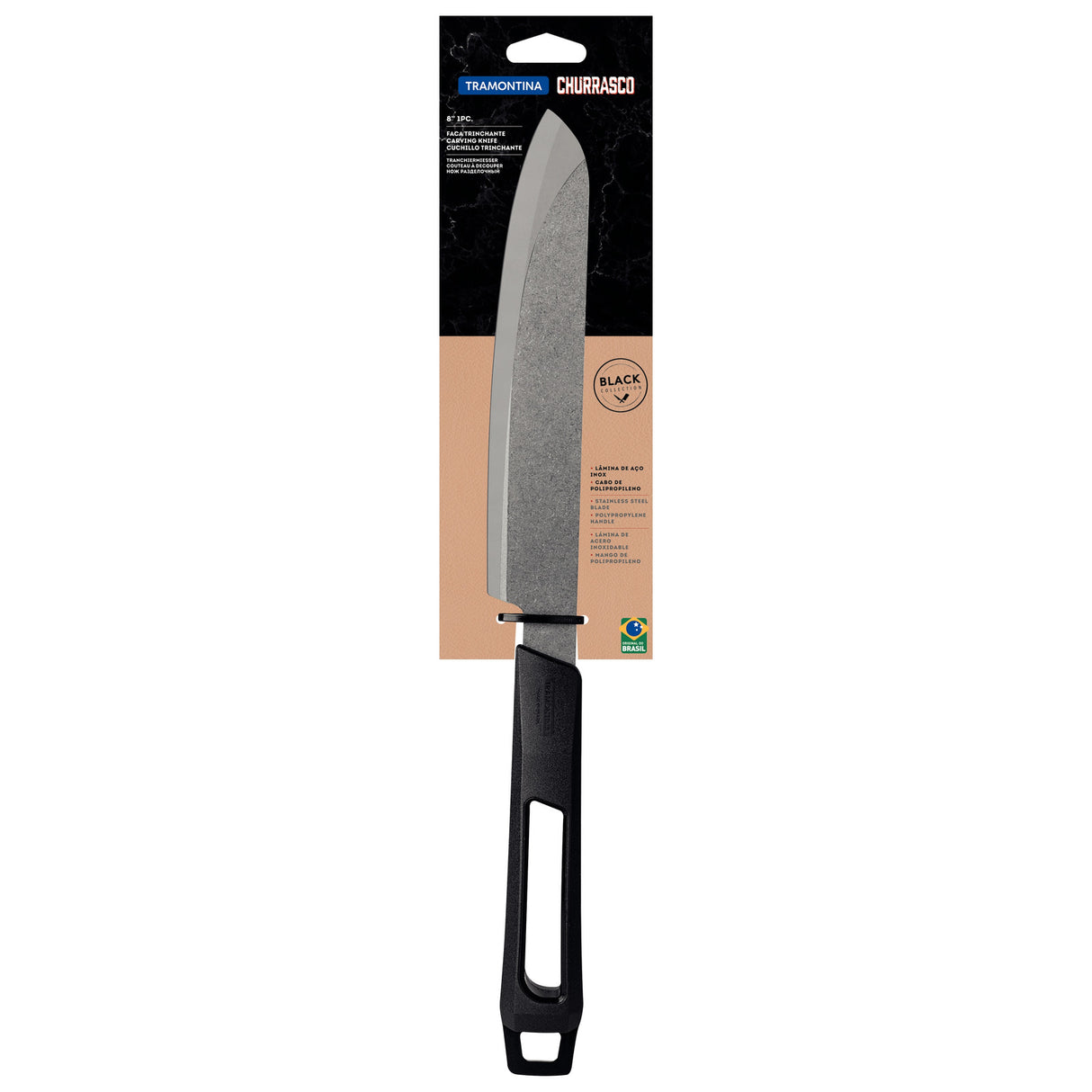 8" CARVING KNIFE CHURRASCO, BLACK