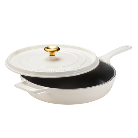 Latte Enamelled Cast Iron Frying Pan with Lid, 30 cm – 3.8 L