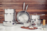 Tramontina Grano 30 cm 5.6 L stainless steel frying pan with tri-ply body, lid and long handle