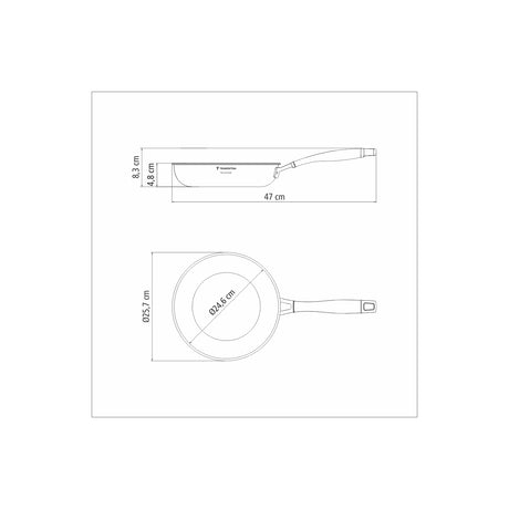 GRANO stainless steel frying pan with tri-ply body and long handle