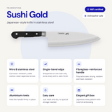 SUSHI YANAGIBA 9'' knife,  black