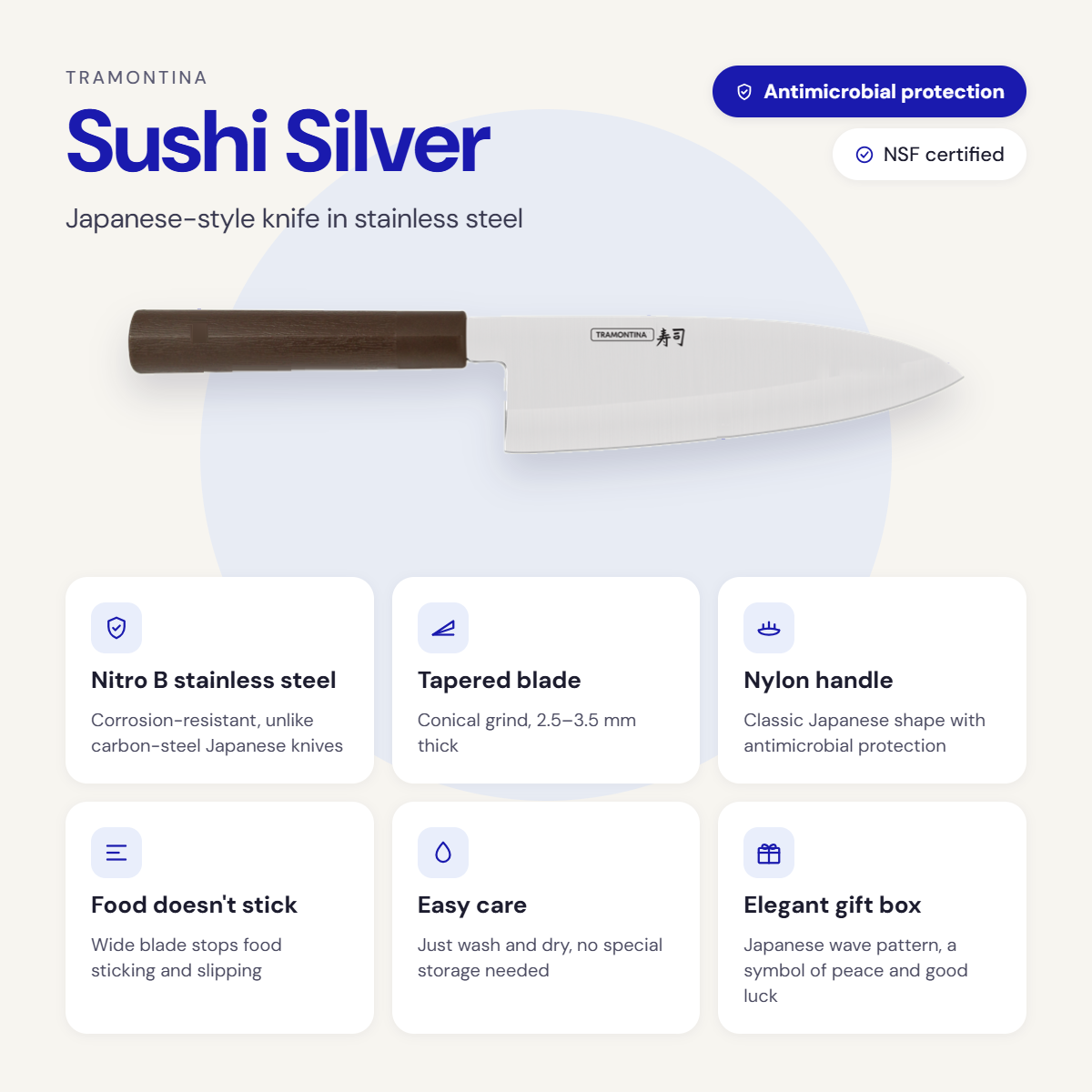 SUSHI YANAGIBA 9'' knife,  brown